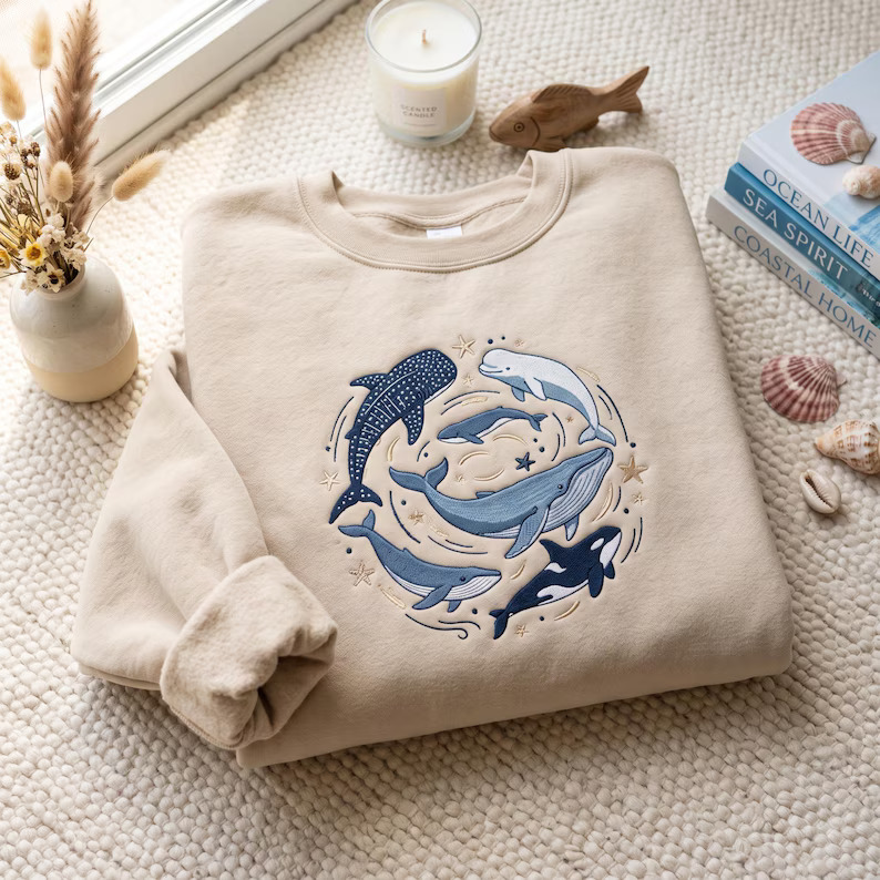 Embroidered Whale Shark Sweatshirt