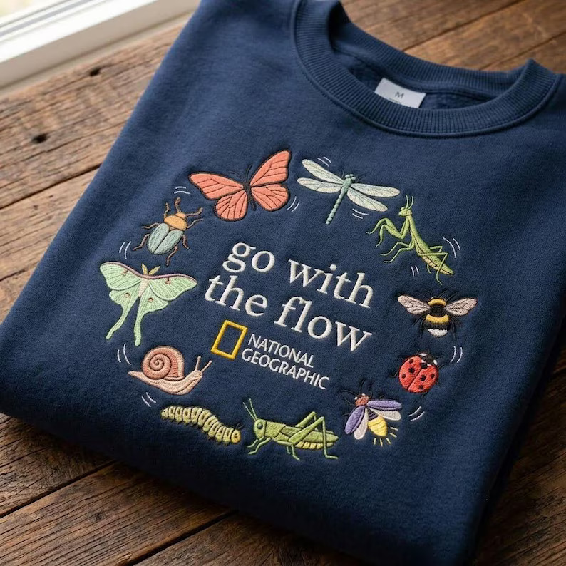 Go With The Flow Insect Embroidered Sweatshirt