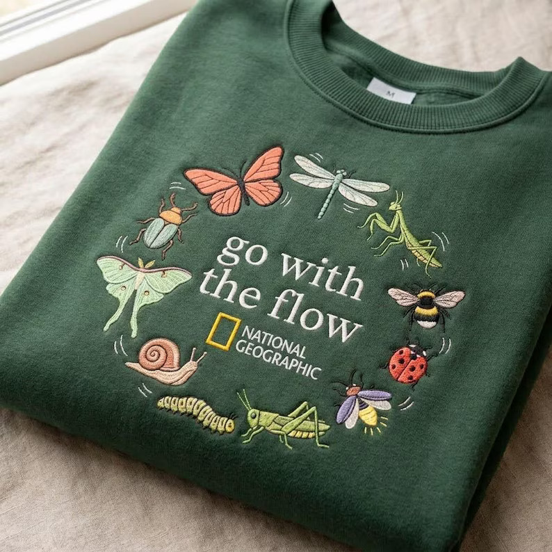 Go With The Flow Insect Embroidered Sweatshirt