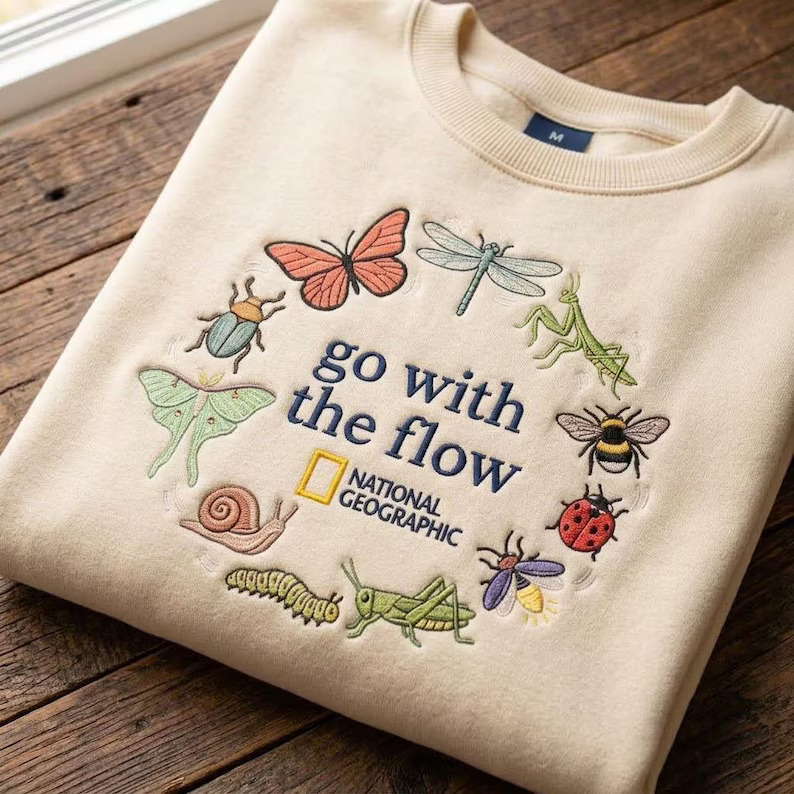 Go With The Flow Insect Embroidered Sweatshirt