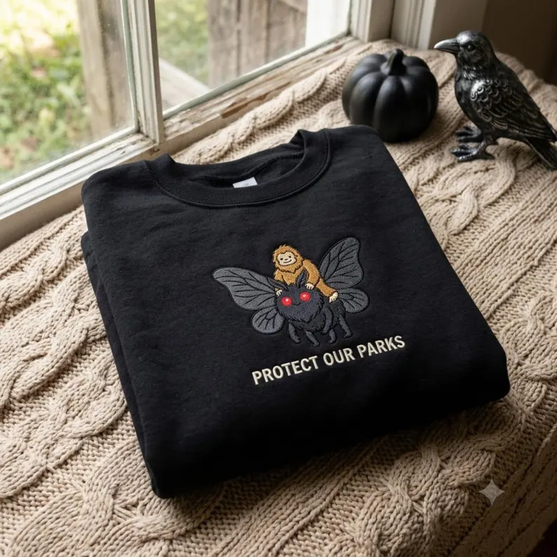 Embroidered Bigfoot Mothman Sweatshirt
