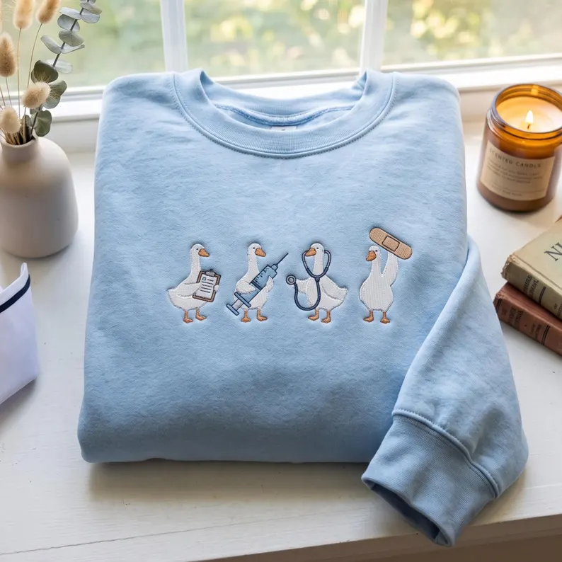 Embroidered Medical Nurse Duck Sweatshirt