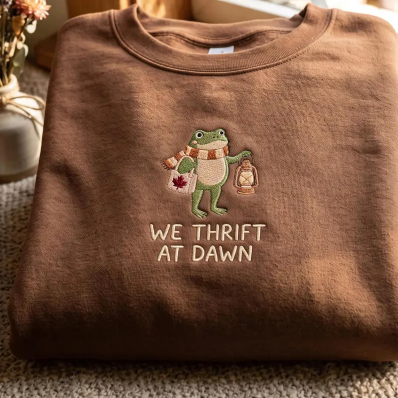 We Thrift At Dawn Embroidered Sweatshirt