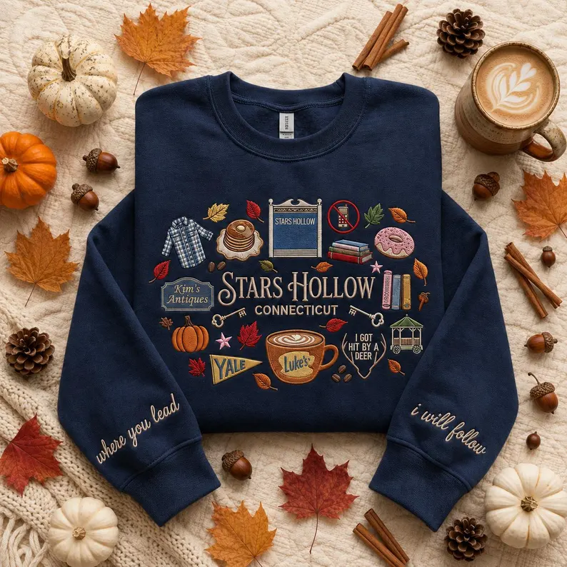 Stars Hollow Connecticut Embroidered Sweatshirt
