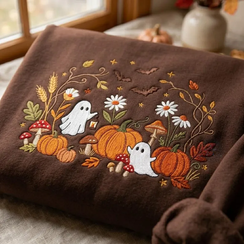 Cottagecore Ghost Halloween Embroidered Cottagecore