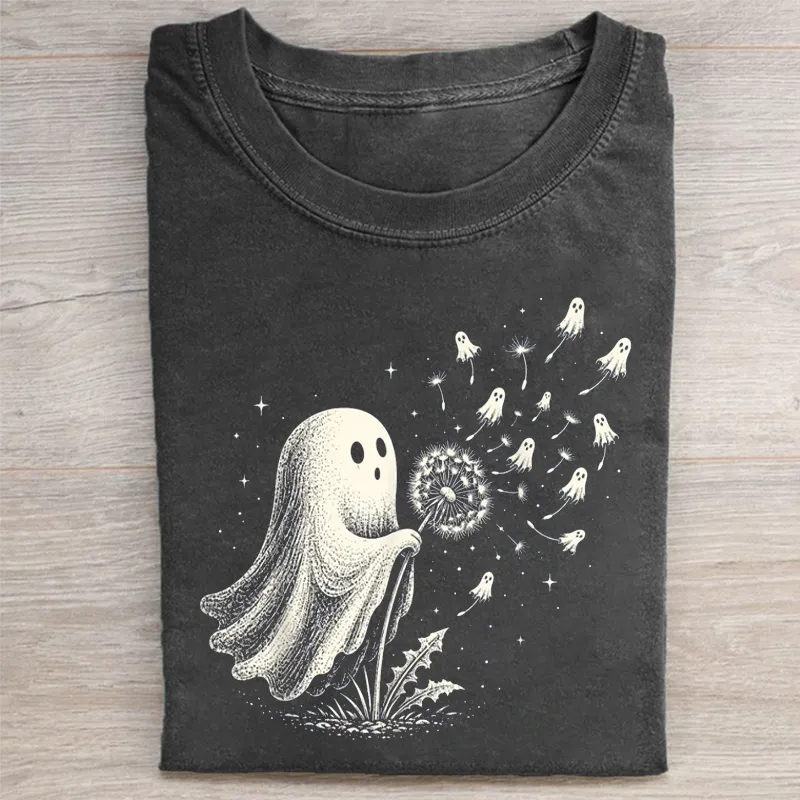 Cute Ghost Blowing Dandelion Wish T-shirt