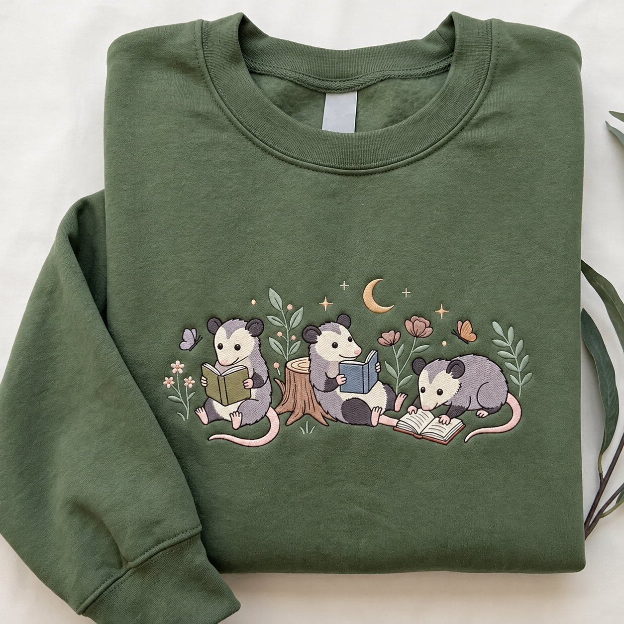 Reading Opossum Embroidered Sweatshirt
