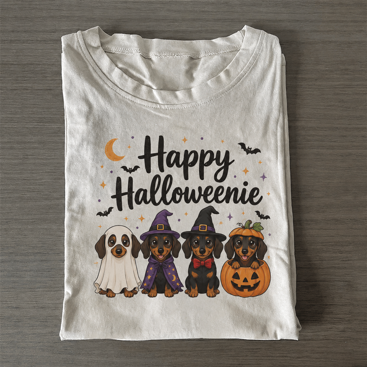 Happy Halloweenie Dachshund  T‑Shirt