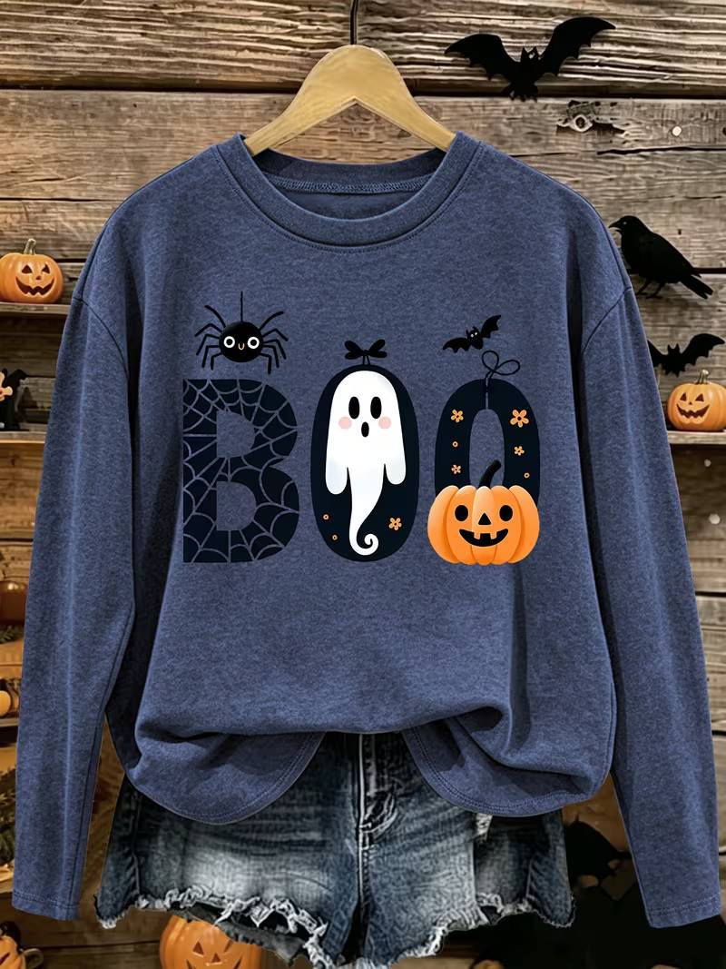 Cute Boo Ghost Halloween Crewneck Sweatshirt