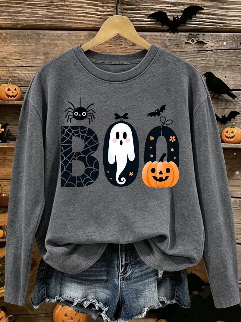 Cute Boo Ghost Halloween Crewneck Sweatshirt