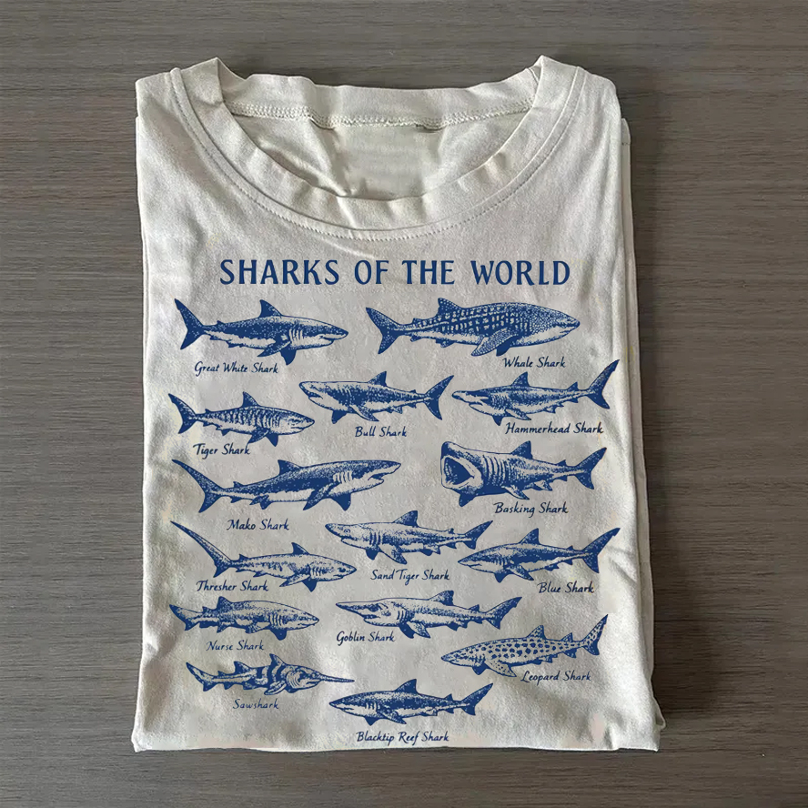 Vintage Sharks Of The World T-shirt-Teevibe