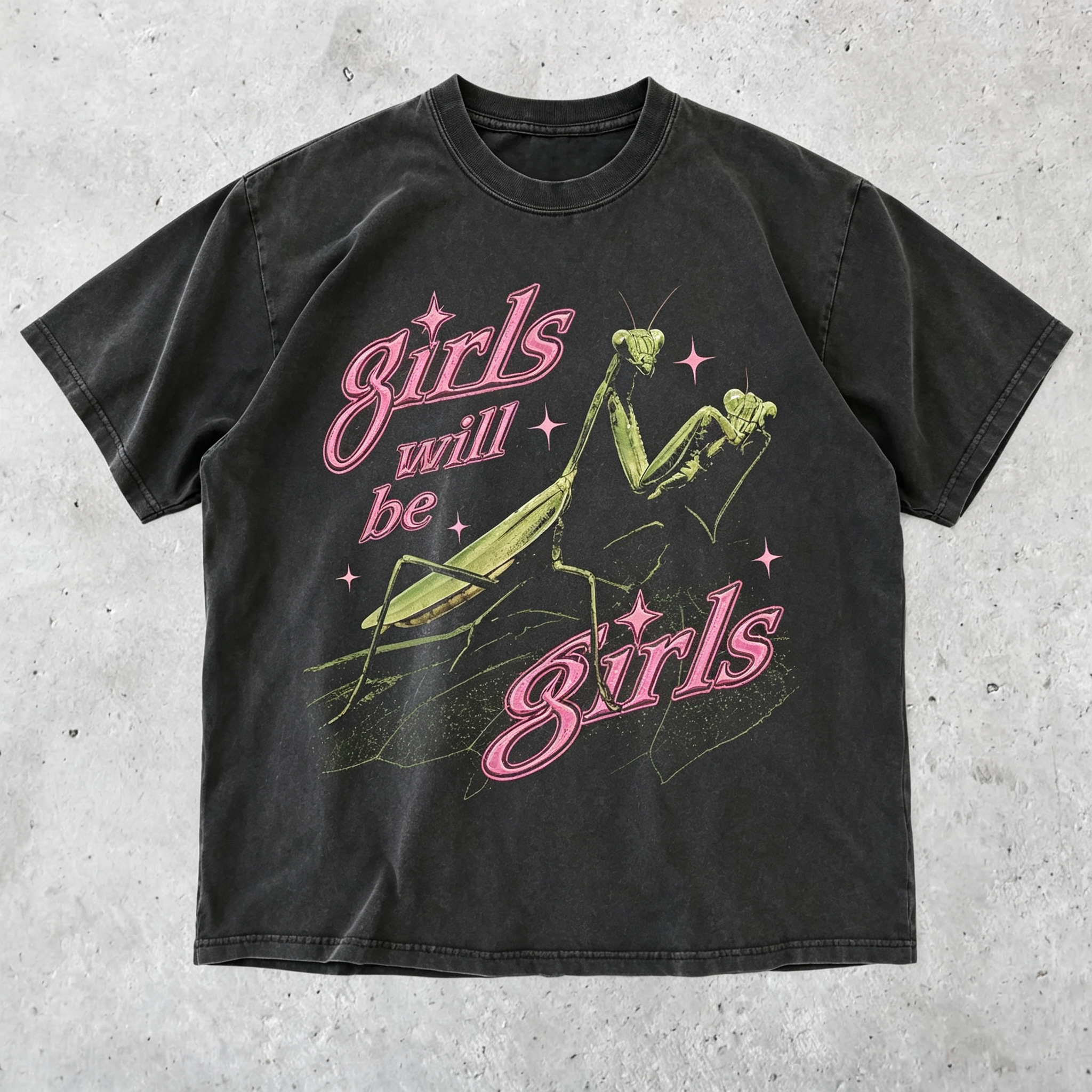 Girls Will Be Girls Mantis Vintage Washed T‑Shirt