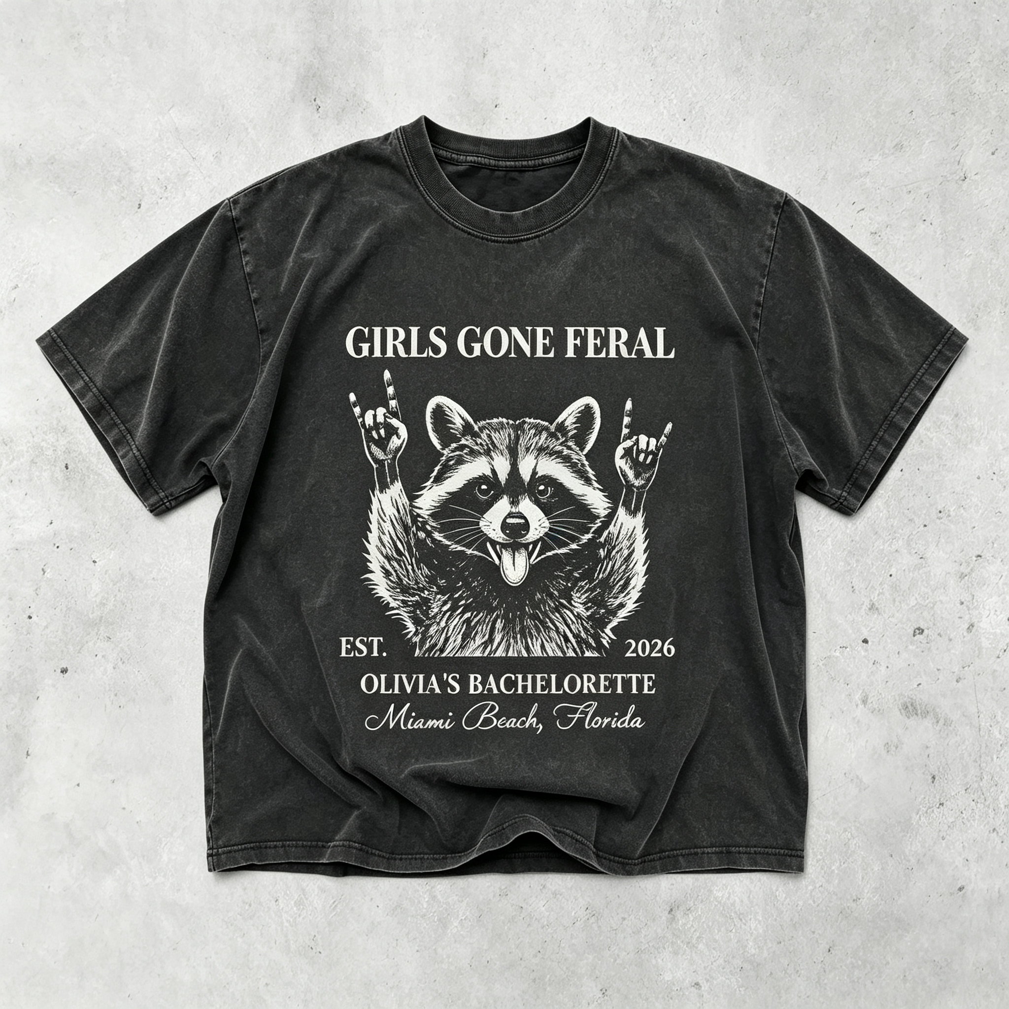 Girls Gone Feral Raccoon Custom Bachelorette Vintage T‑Shirt