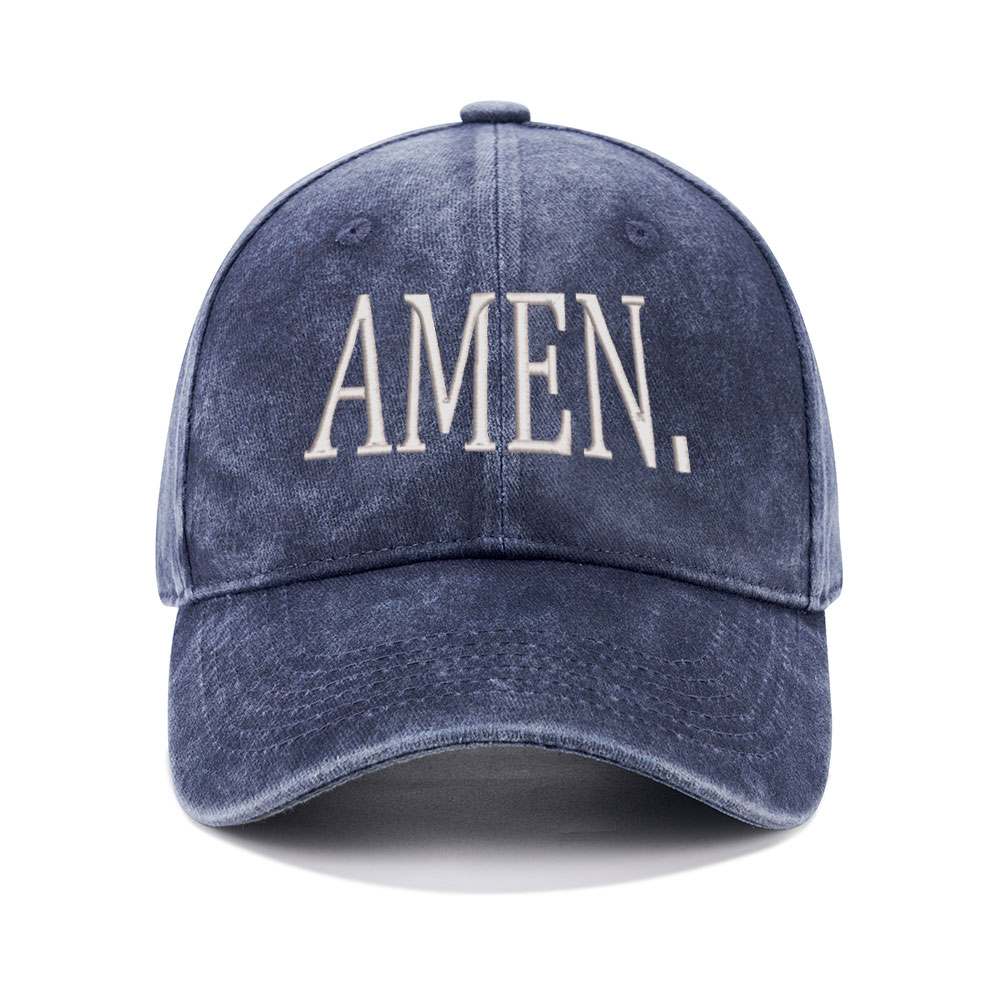 Amen Christian Couple Washed Hat-Teevibe