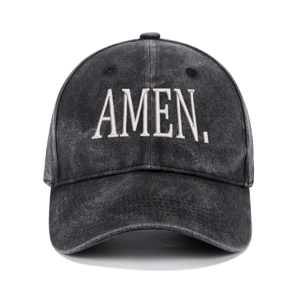 Amen Christian Couple Washed Hat-Teevibe