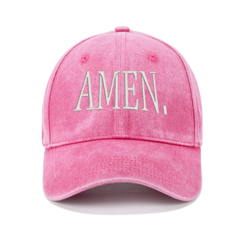 Amen Christian Couple Washed Hat-Teevibe