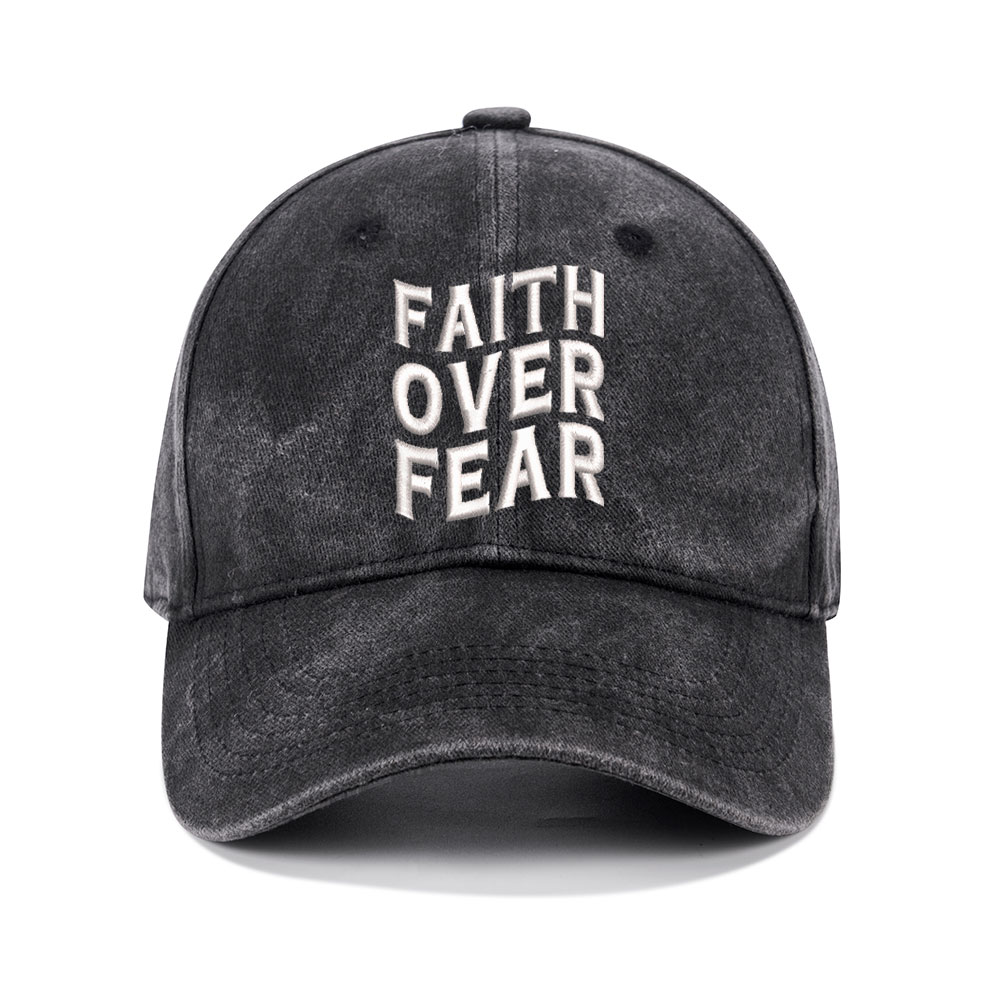 Faith Over Fear Christian Washed Hat-Teevibe