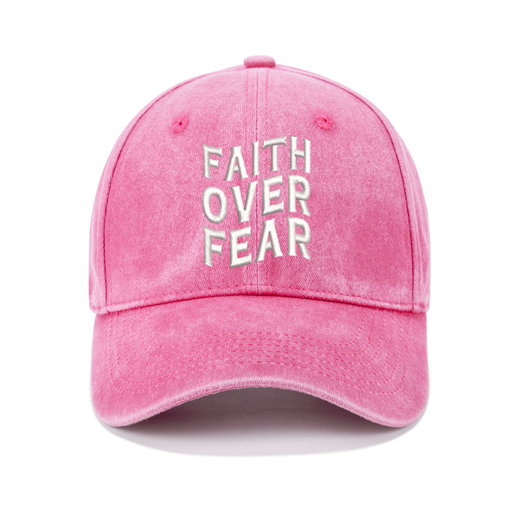 Faith Over Fear Christian Washed Hat-Teevibe