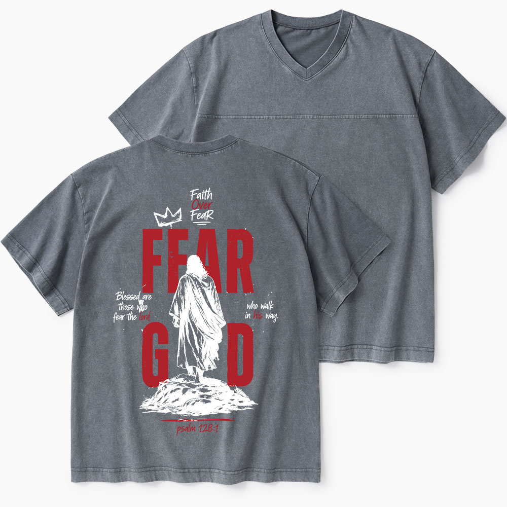 Fear God Christian Washed V-Neck T-Shirt-Teevibe