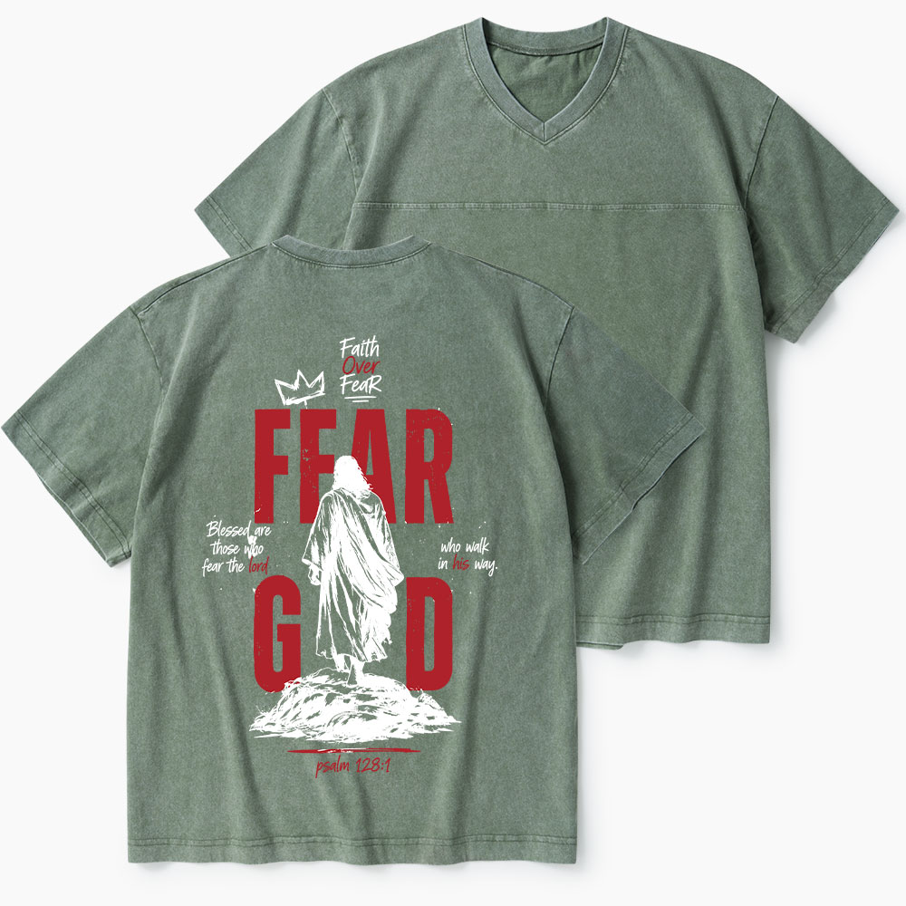 Fear God Christian Washed V-Neck T-Shirt-Teevibe
