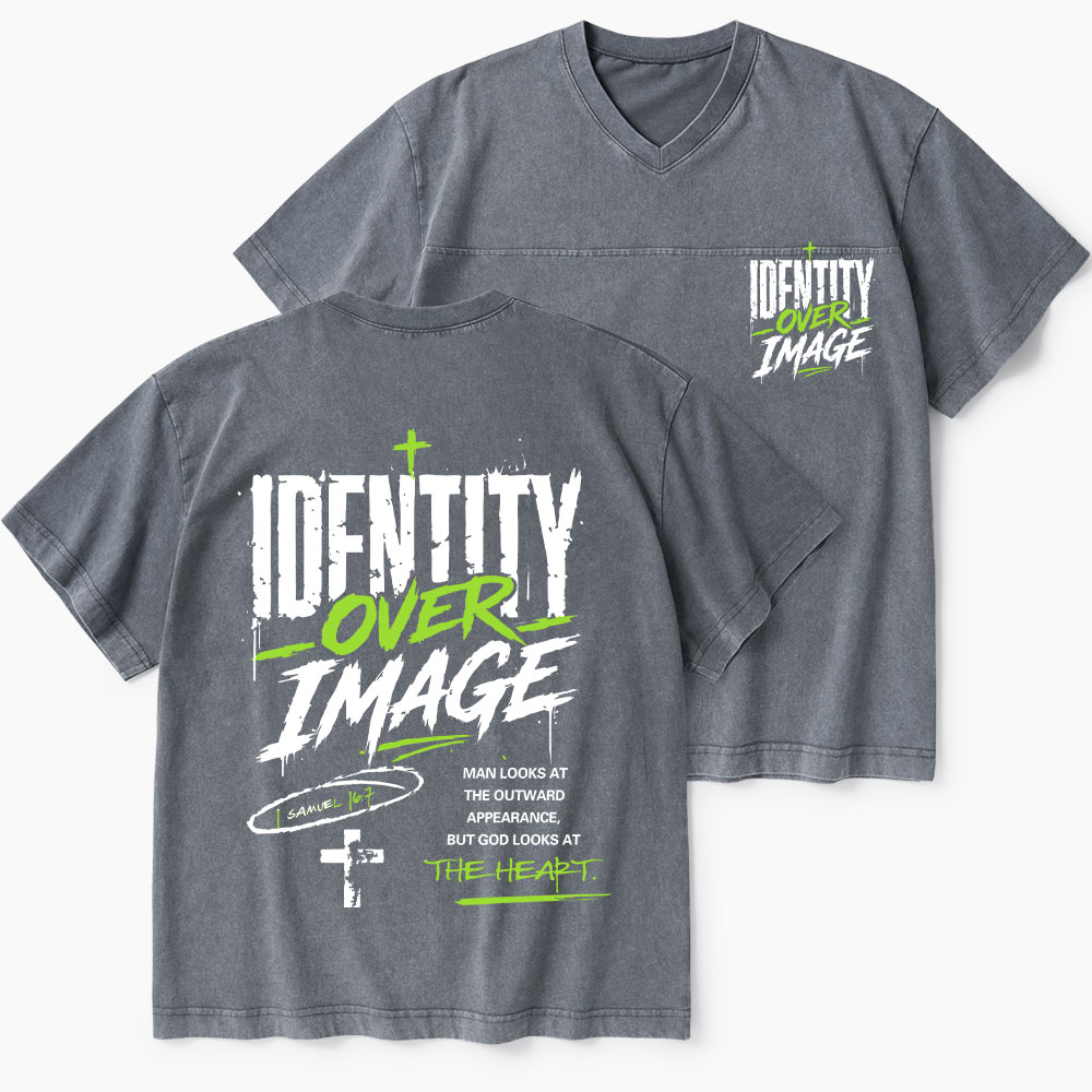 Identity Over Image Christian Washed V-Neck T-Shirt-Teevibe