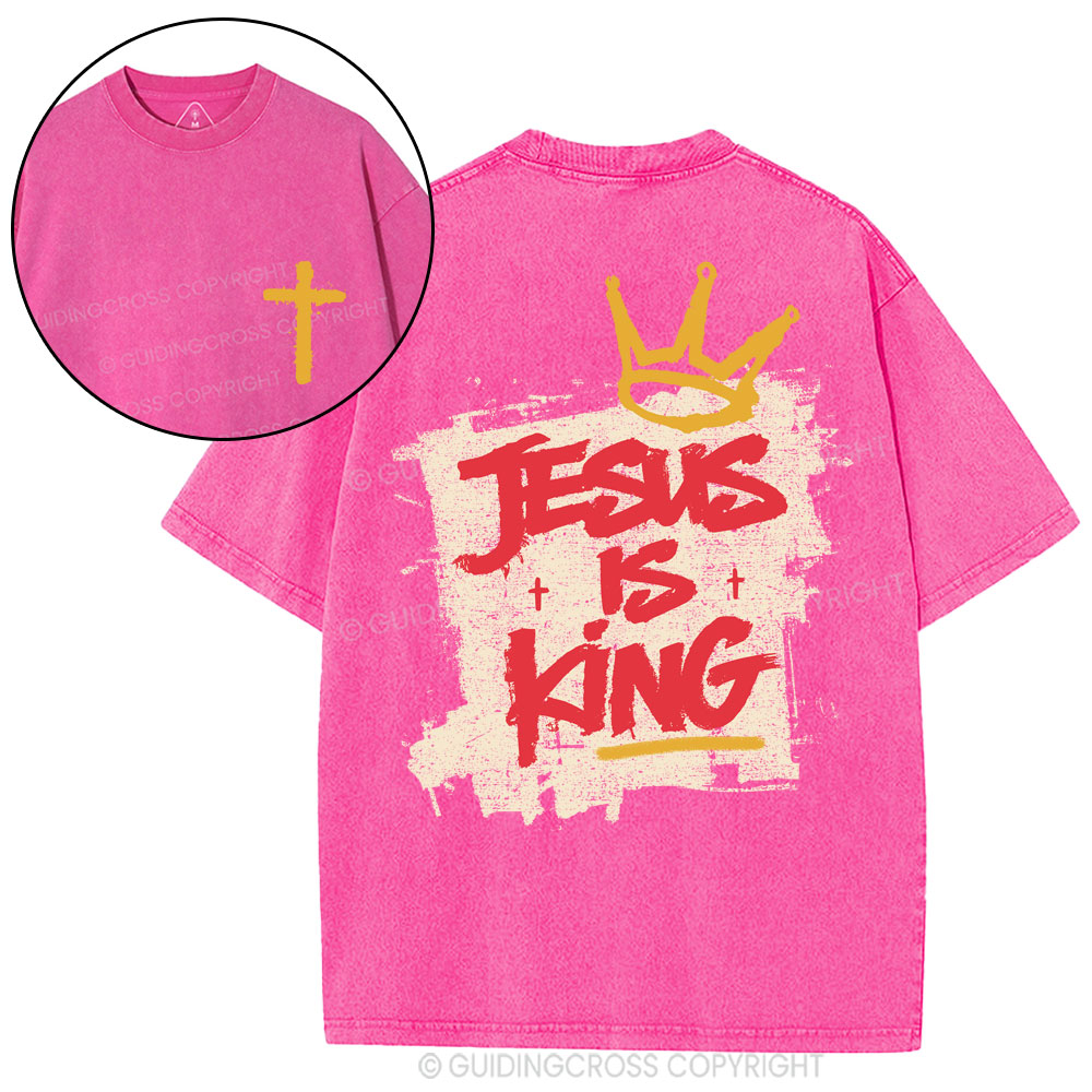 Jesus Is King Christian Washed T-Shirt-Teevibe