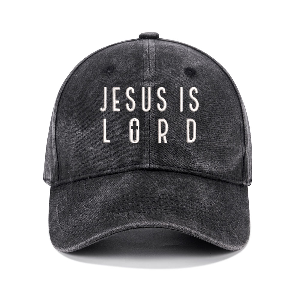 Jesus Is Lord Christian Washed Hat-Teevibe