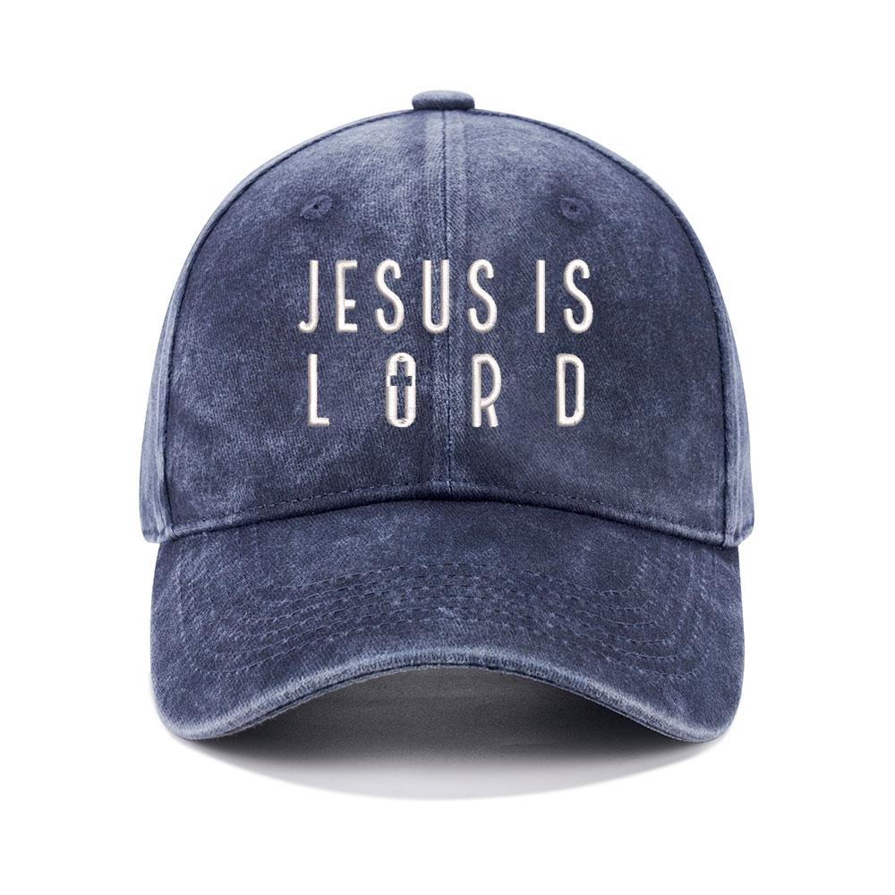 Jesus Is Lord Christian Washed Hat-Teevibe