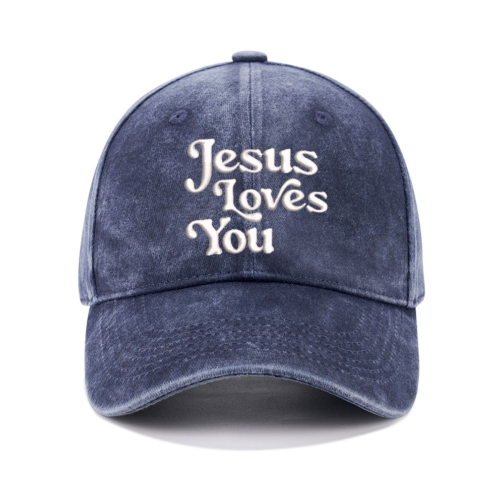 Jesus Loves You Christian Washed Hat-Teevibe