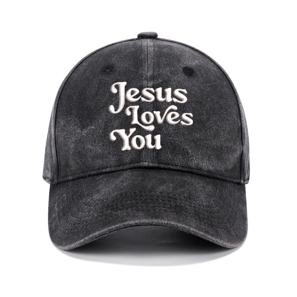Jesus Loves You Christian Washed Hat-Teevibe