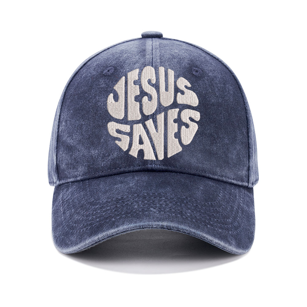 Jesus Saves Christian Washed Hat-Teevibe