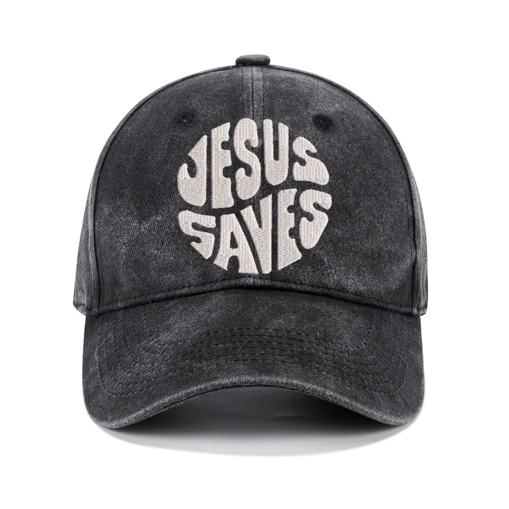 Jesus Saves Christian Washed Hat-Teevibe