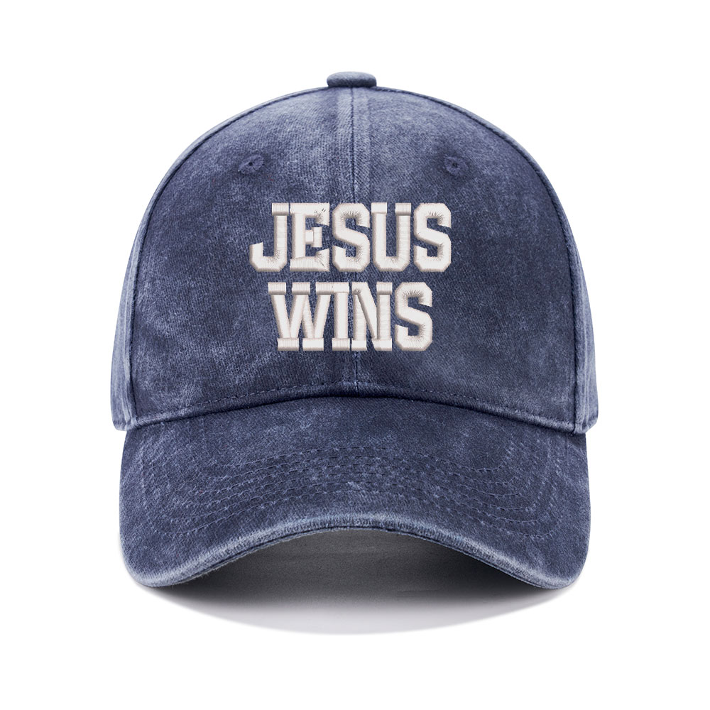 Jesus Wins Christian Couple Washed Hat-Teevibe