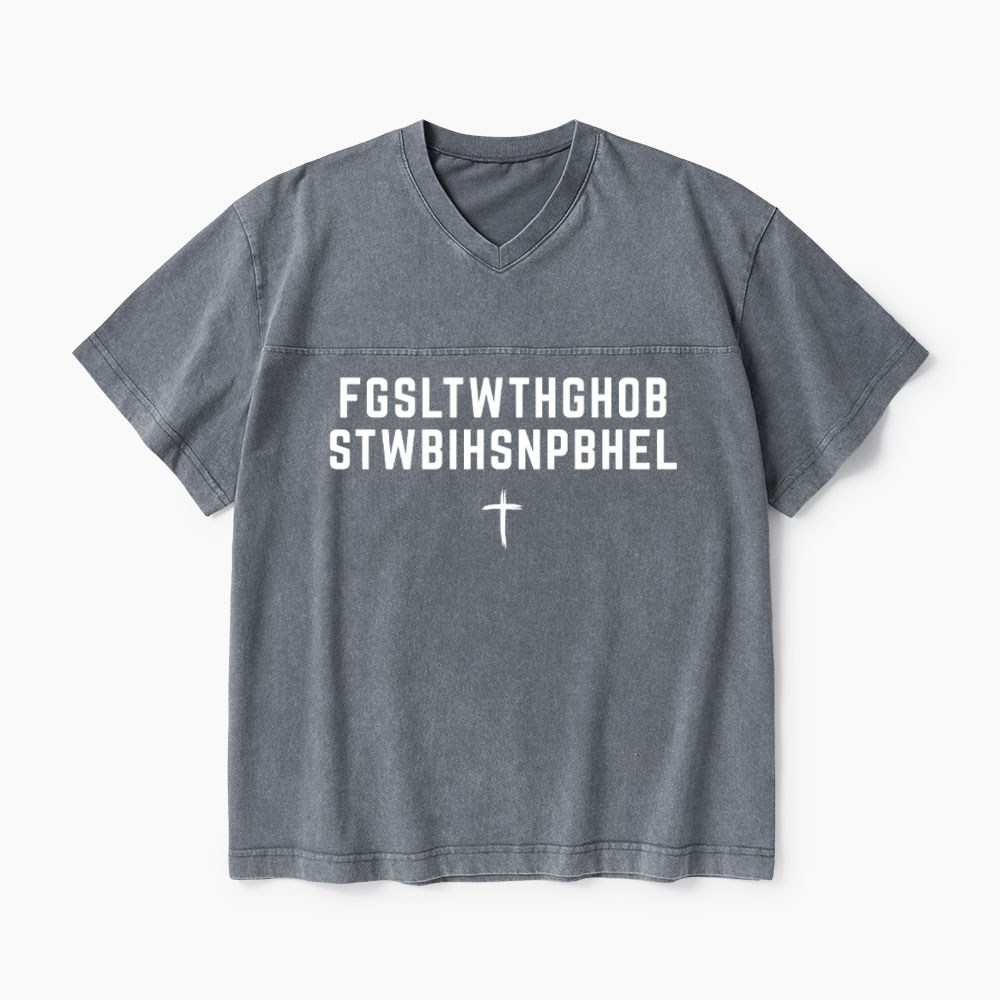John 316 T-Shirt For God So Loved The World Christian Washed V-Neck T-Shirt-Teevibe