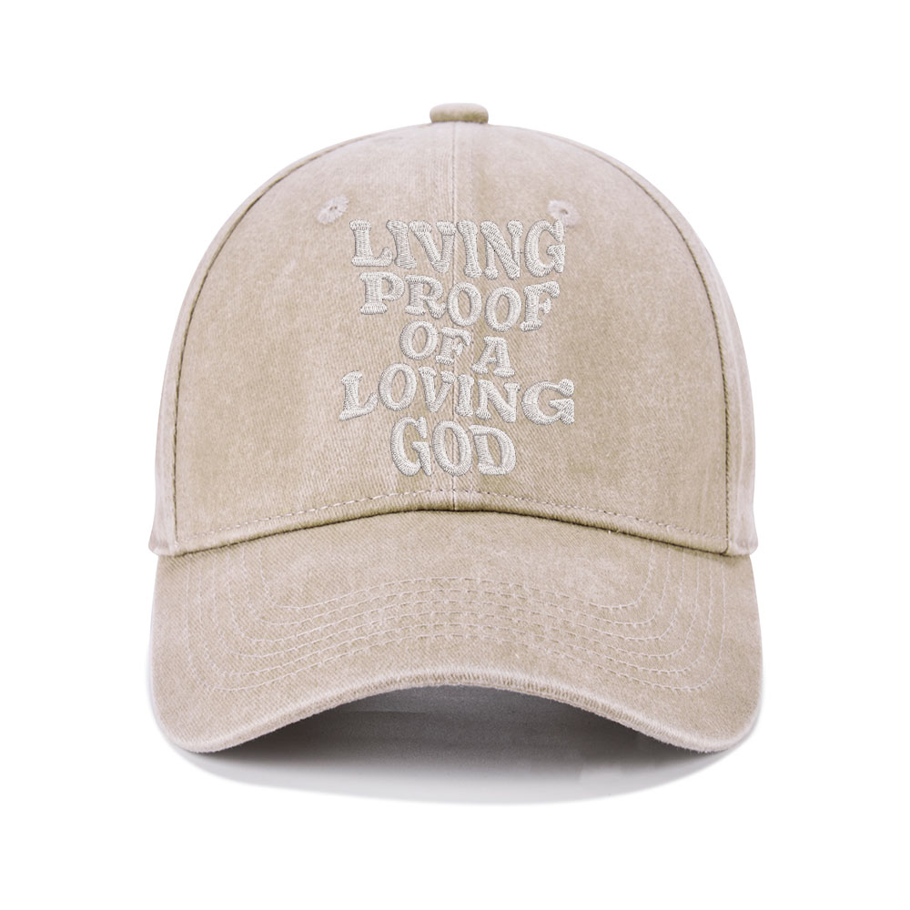 Living proof Of A loving Good Christian Washed Hat-Teevibe