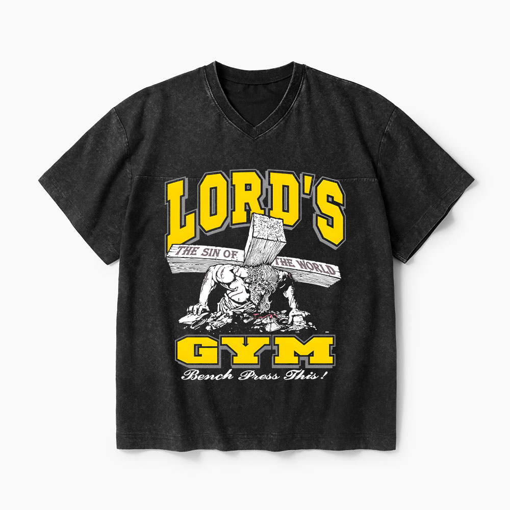 Lord's Gym Christian Washed V-Neck T-Shirt-Teevibe