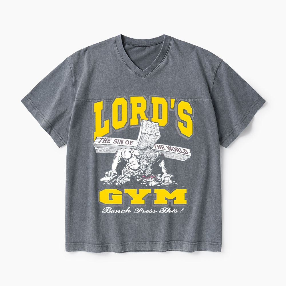 Lord's Gym Christian Washed V-Neck T-Shirt-Teevibe