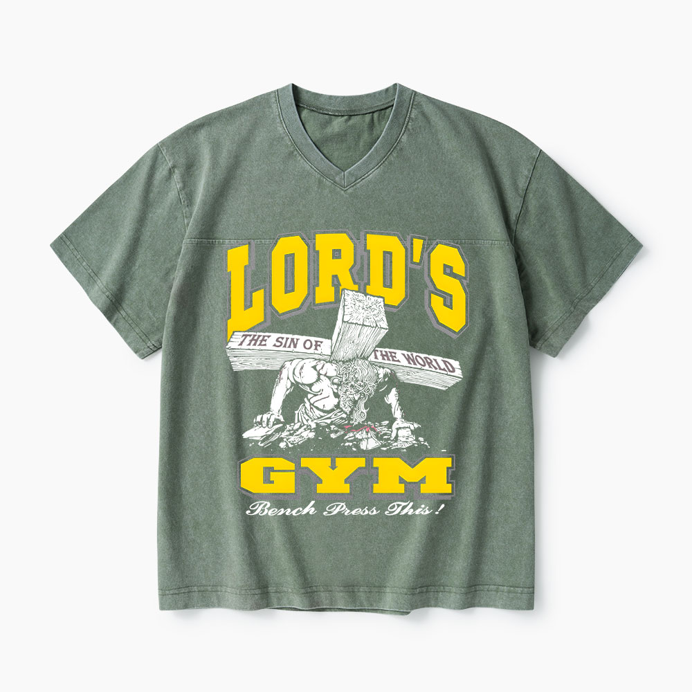 Lord's Gym Christian Washed V-Neck T-Shirt-Teevibe