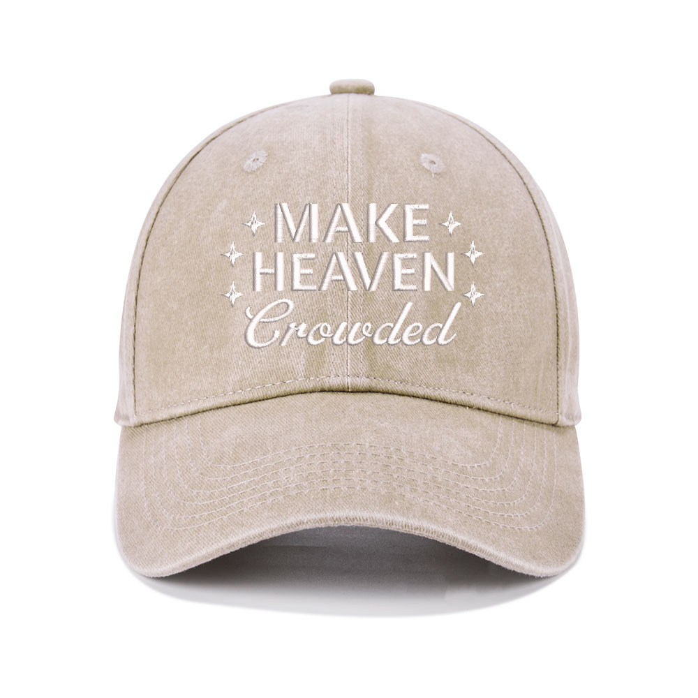 Make Heaven Crowded Christian Couple Washed Hat-Teevibe