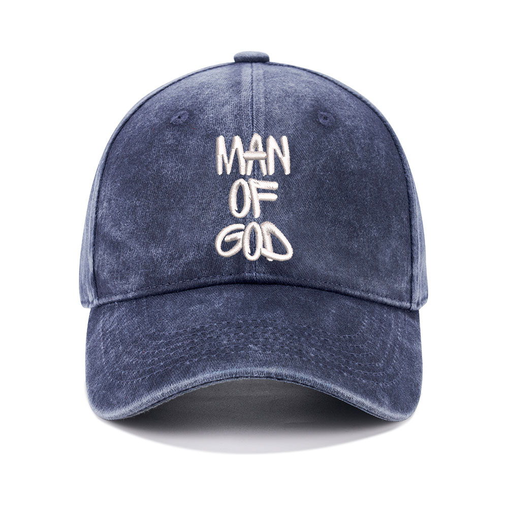 Man Of God Christian Couple Washed Hat-Teevibe