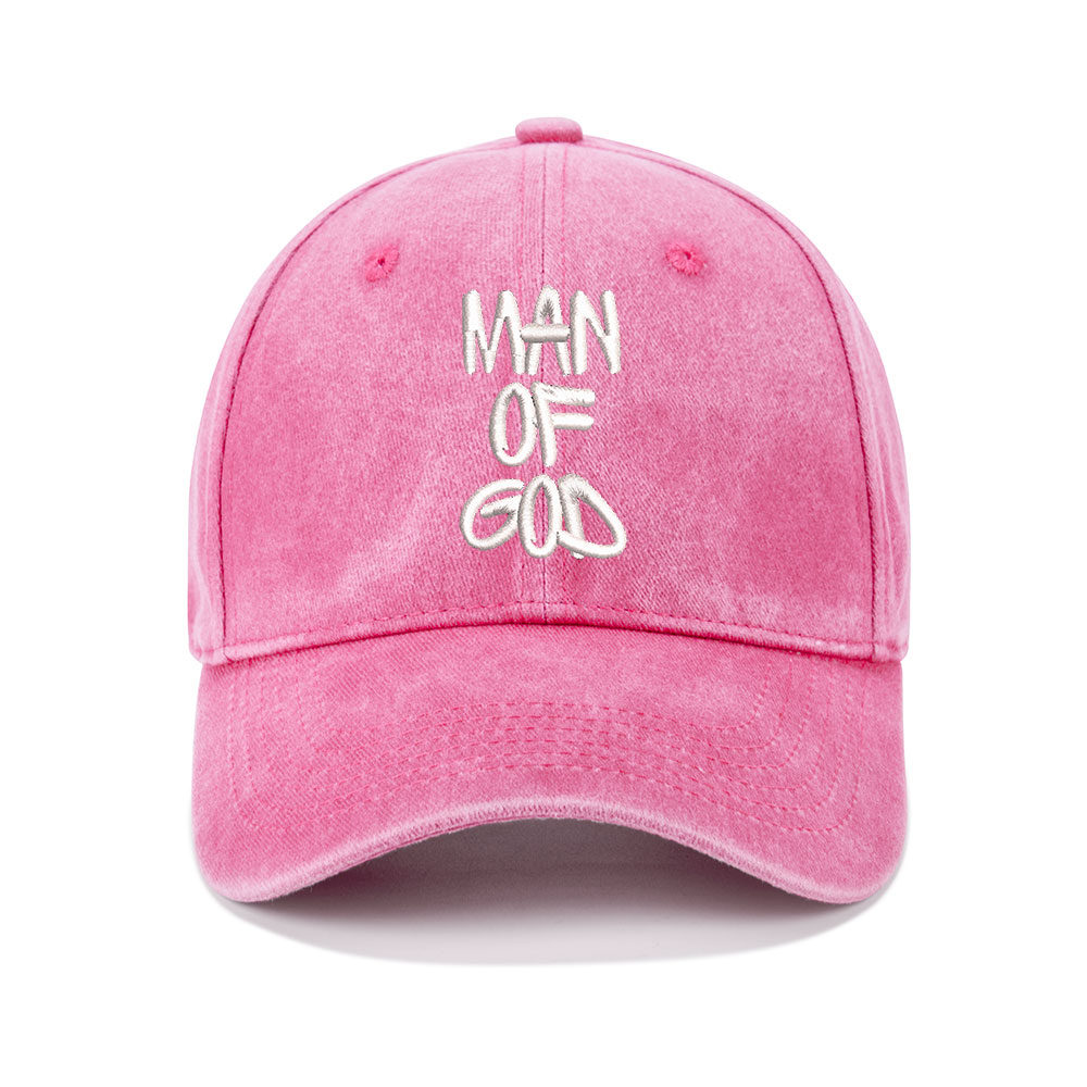 Man Of God Christian Couple Washed Hat-Teevibe