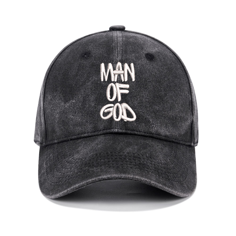 Man Of God Christian Couple Washed Hat-Teevibe