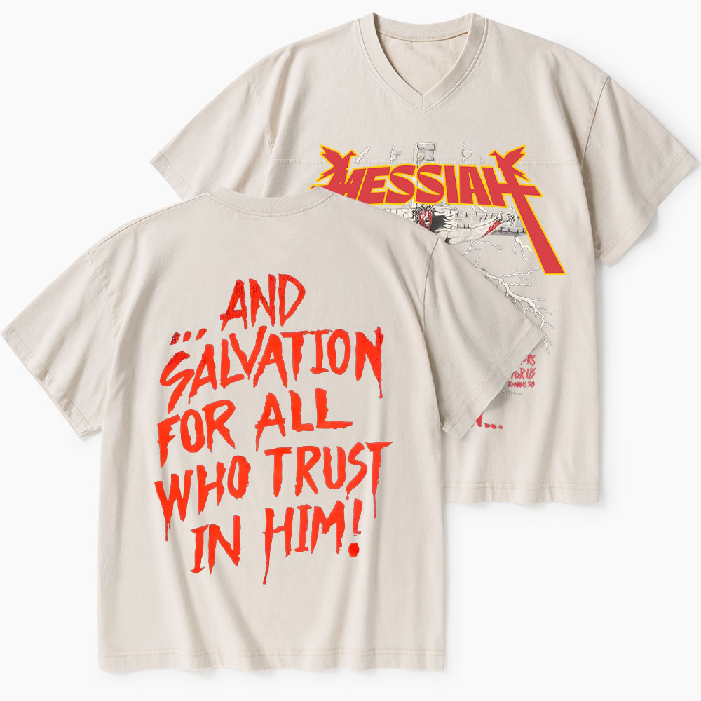 Messiah Christian Washed V-Neck T-Shirt-Teevibe
