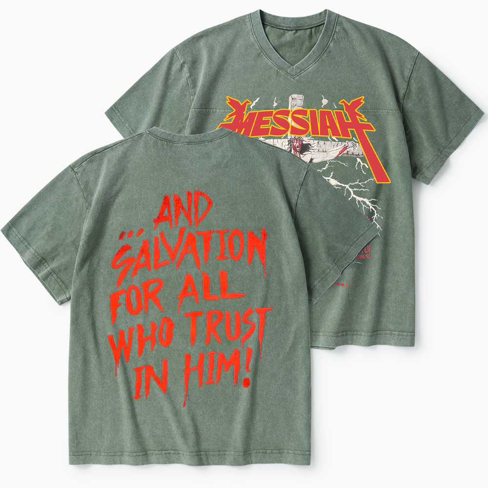 Messiah Christian Washed V-Neck T-Shirt-Teevibe