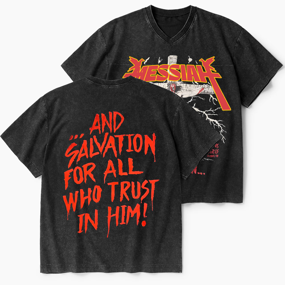 Messiah Christian Washed V-Neck T-Shirt-Teevibe