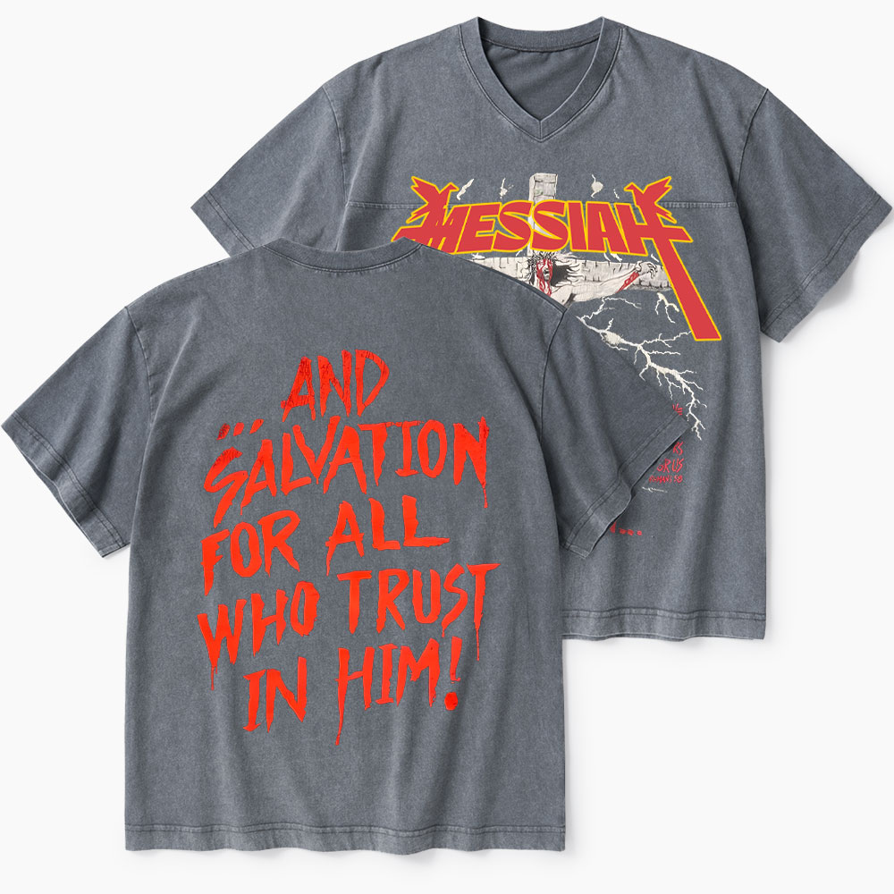 Messiah Christian Washed V-Neck T-Shirt-Teevibe