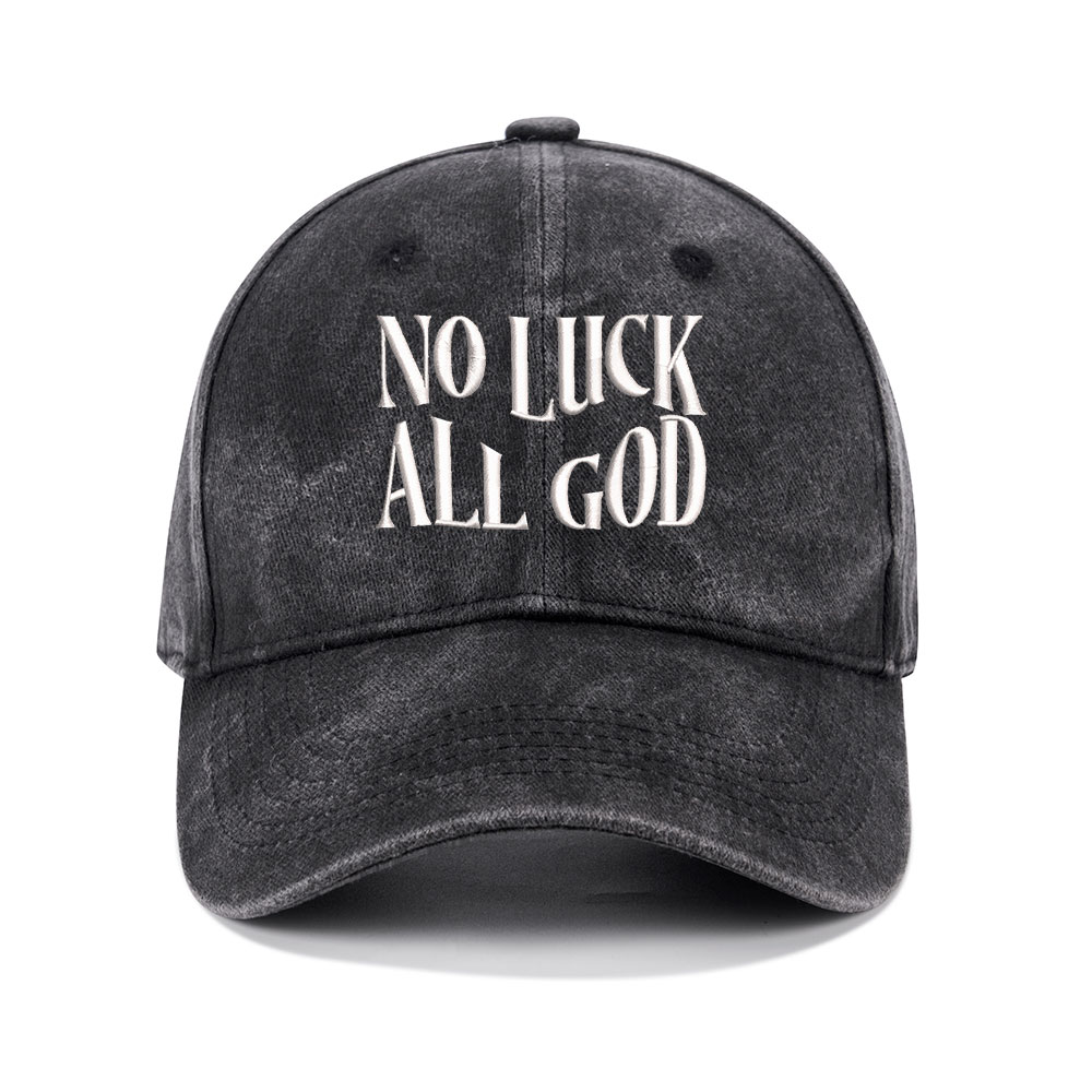 No Luck All God Christian Washed Hat-Teevibe
