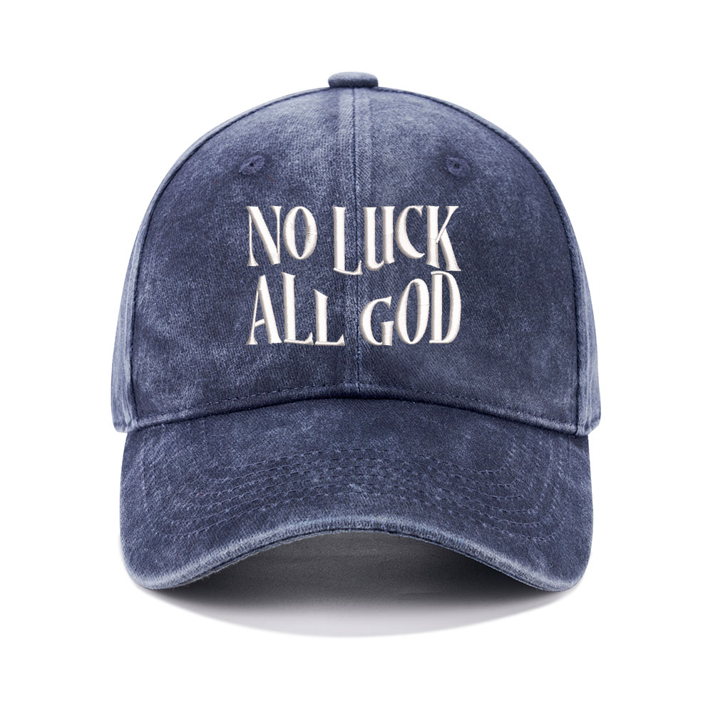 No Luck All God Christian Washed Hat-Teevibe