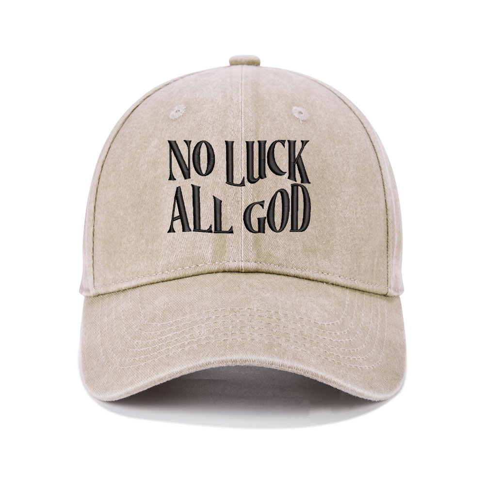 No Luck All God Christian Washed Hat-Teevibe