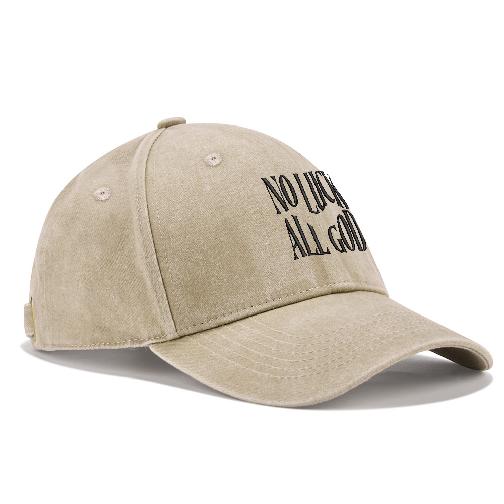 No Luck All God Christian Washed Hat-Teevibe
